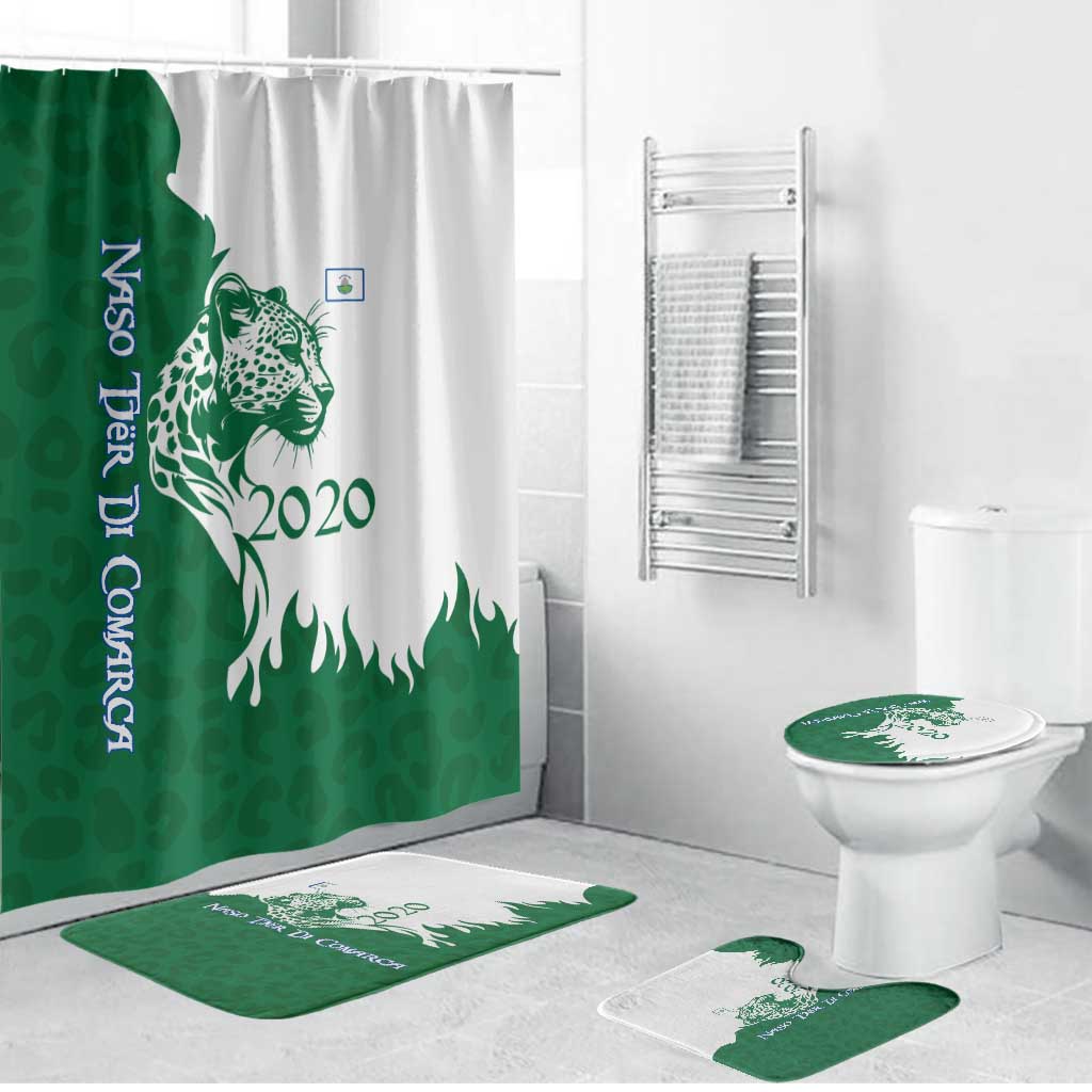Indigenous Regions of Panama Naso Tjer Di Comarca Bathroom Set with Jaguar Graphic and Green White Territory and Life 2020 - Wonder Print Shop
