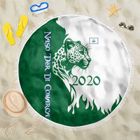Indigenous Regions of Panama Naso Tjer Di Comarca Beach Blanket with Jaguar Graphic and Green White Territory and Life 2020 - Wonder Print Shop