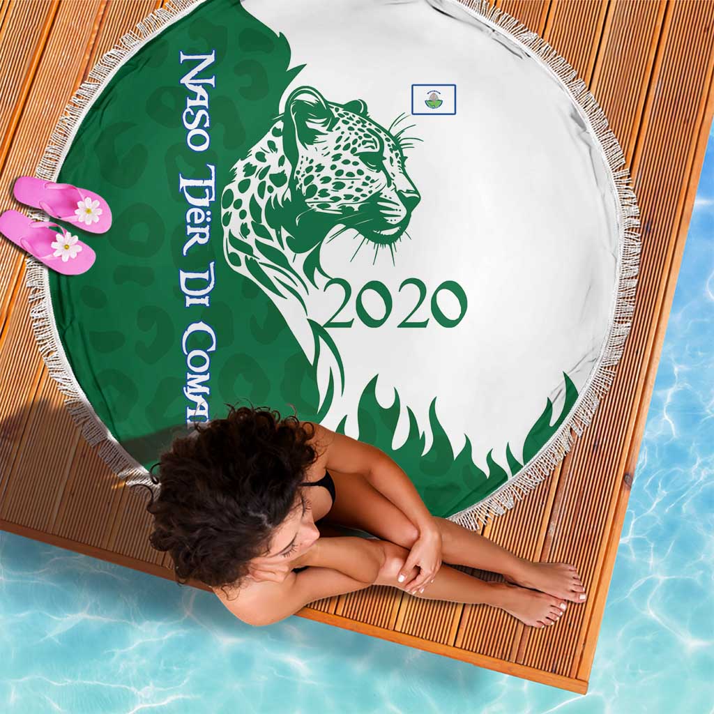 Indigenous Regions of Panama Naso Tjer Di Comarca Beach Blanket with Jaguar Graphic and Green White Territory and Life 2020 - Wonder Print Shop