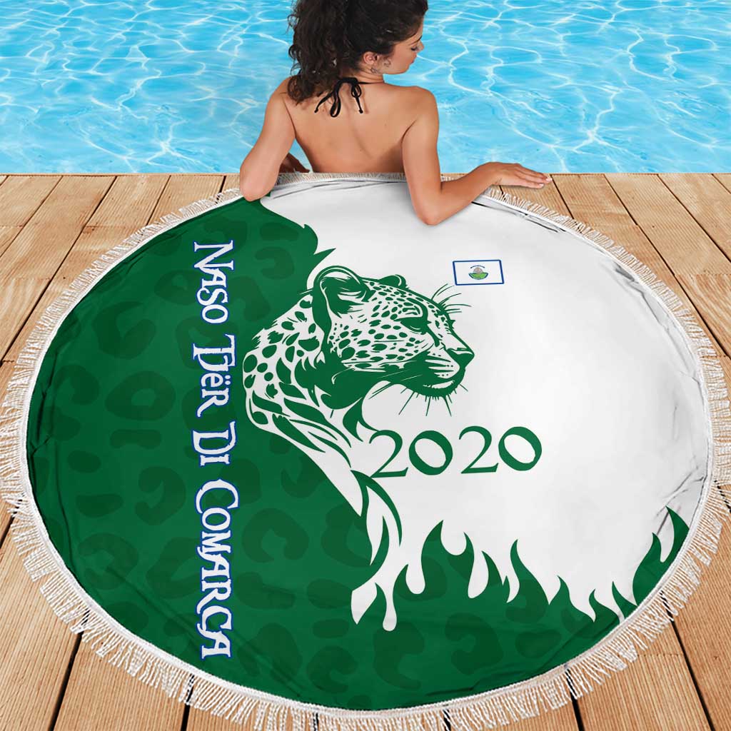 Indigenous Regions of Panama Naso Tjer Di Comarca Beach Blanket with Jaguar Graphic and Green White Territory and Life 2020 - Wonder Print Shop