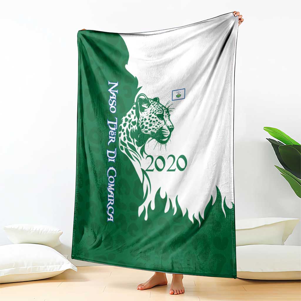 Indigenous Regions of Panama Naso Tjer Di Comarca Blanket with Jaguar Graphic and Green White Territory and Life 2020 - Wonder Print Shop