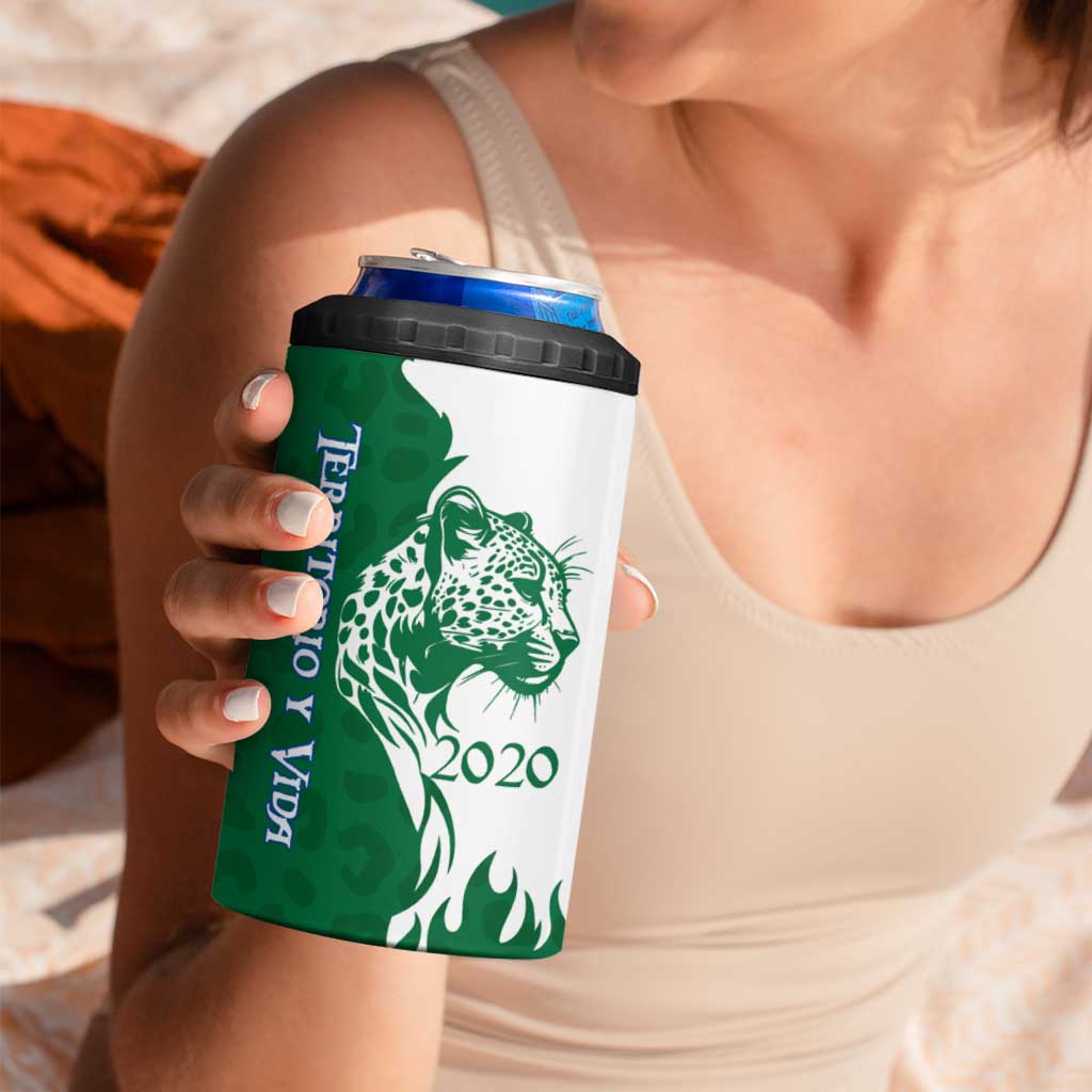 Indigenous Regions of Panama Naso Tjer Di Comarca 4 in 1 Can Cooler Tumbler with Jaguar Graphic and Green White Territory and Life 2020 - Wonder Print Shop