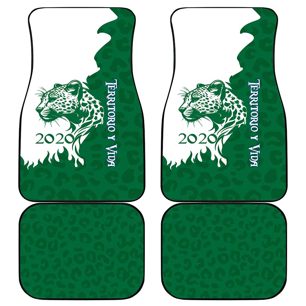 Indigenous Regions of Panama Naso Tjer Di Comarca Car Mats with Jaguar Graphic and Green White Territory and Life 2020 - Wonder Print Shop