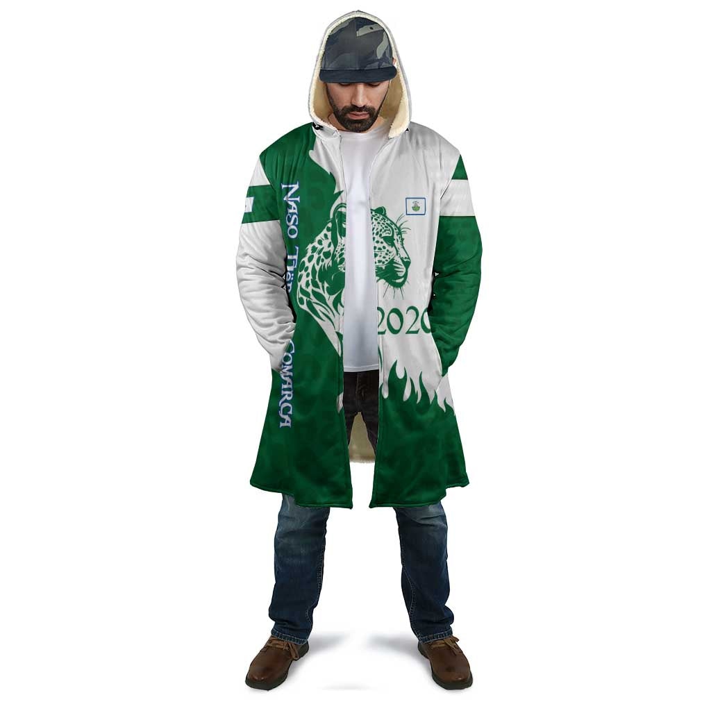 Indigenous Regions of Panama Naso Tjer Di Comarca Cloak with Jaguar Graphic and Green White Territory and Life 2020 - Wonder Print Shop