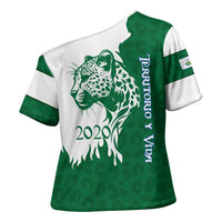 Indigenous Regions of Panama Naso Tjer Di Comarca Cross Shoulder Shirt with Jaguar Graphic and Green White Territory and Life 2020 - Wonder Print Shop