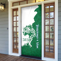 Indigenous Regions of Panama Naso Tjer Di Comarca Door Cover with Jaguar Graphic and Green White Territory and Life 2020 - Wonder Print Shop