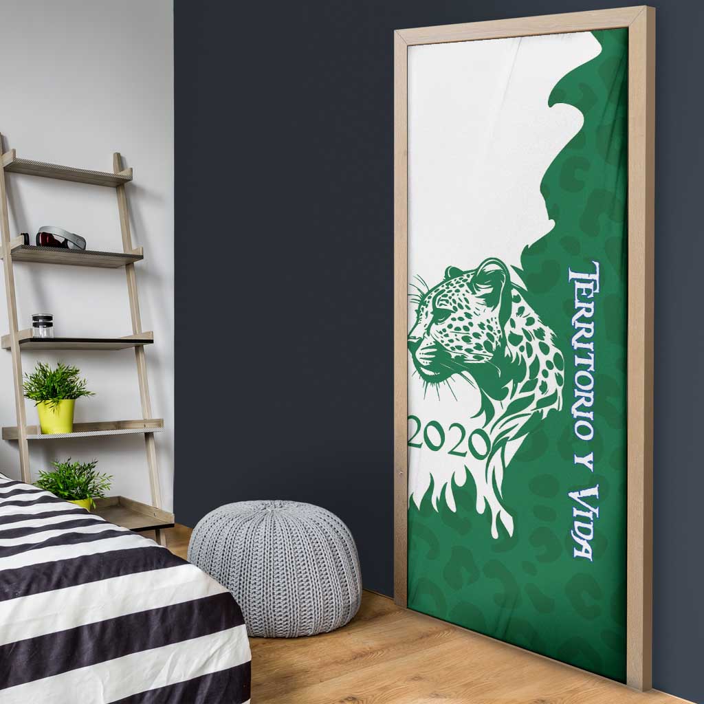 Indigenous Regions of Panama Naso Tjer Di Comarca Door Cover with Jaguar Graphic and Green White Territory and Life 2020 - Wonder Print Shop