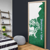 Indigenous Regions of Panama Naso Tjer Di Comarca Door Cover with Jaguar Graphic and Green White Territory and Life 2020 - Wonder Print Shop
