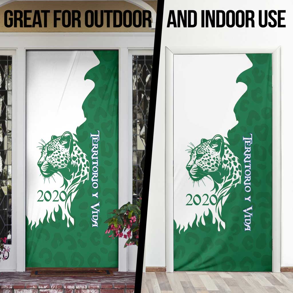 Indigenous Regions of Panama Naso Tjer Di Comarca Door Cover with Jaguar Graphic and Green White Territory and Life 2020 - Wonder Print Shop