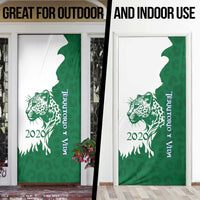 Indigenous Regions of Panama Naso Tjer Di Comarca Door Cover with Jaguar Graphic and Green White Territory and Life 2020 - Wonder Print Shop