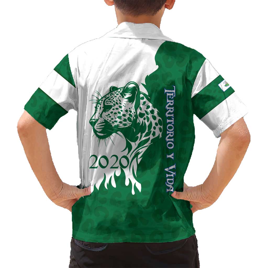 Indigenous Regions of Panama Naso Tjer Di Comarca Family Matching Long Sleeve Bodycon Dress and Hawaiian Shirt with Jaguar Graphic and Green White Territory and Life 2020 - Wonder Print Shop