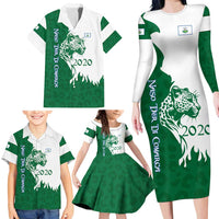 Indigenous Regions of Panama Naso Tjer Di Comarca Family Matching Long Sleeve Bodycon Dress and Hawaiian Shirt with Jaguar Graphic and Green White Territory and Life 2020 - Wonder Print Shop