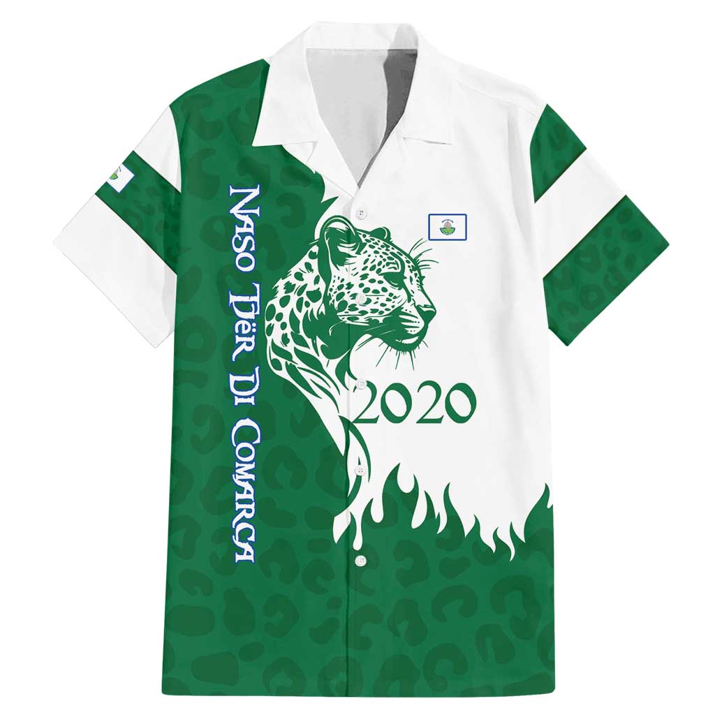 Indigenous Regions of Panama Naso Tjer Di Comarca Family Matching Mermaid Dress and Hawaiian Shirt with Jaguar Graphic and Green White Territory and Life 2020 - Wonder Print Shop