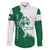 Indigenous Regions of Panama Naso Tjer Di Comarca Family Matching Off The Shoulder Long Sleeve Dress and Hawaiian Shirt with Jaguar Graphic and Green White Territory and Life 2020 - Wonder Print Shop