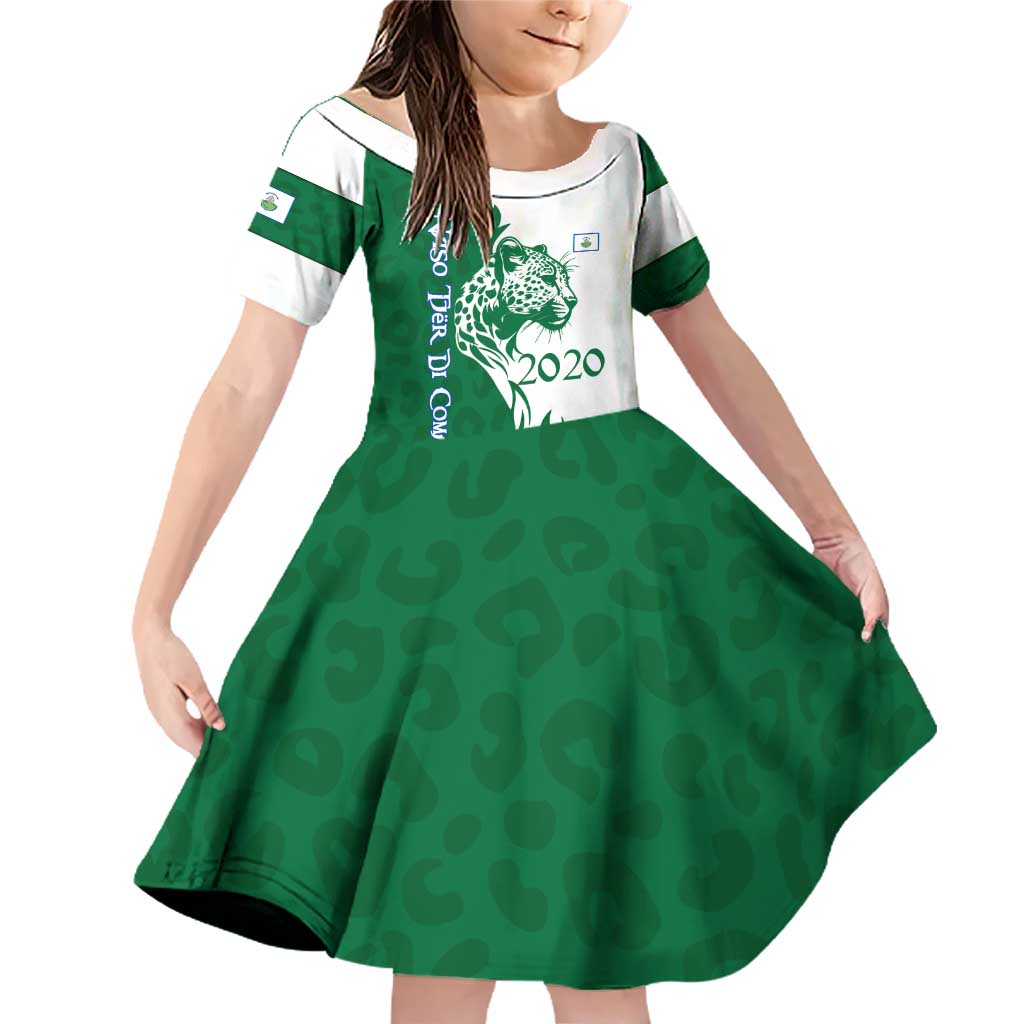 Indigenous Regions of Panama Naso Tjer Di Comarca Family Matching Off Shoulder Short Dress and Hawaiian Shirt with Jaguar Graphic and Green White Territory and Life 2020 - Wonder Print Shop