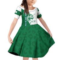 Indigenous Regions of Panama Naso Tjer Di Comarca Family Matching Off Shoulder Short Dress and Hawaiian Shirt with Jaguar Graphic and Green White Territory and Life 2020 - Wonder Print Shop