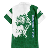 Indigenous Regions of Panama Naso Tjer Di Comarca Family Matching Off Shoulder Short Dress and Hawaiian Shirt with Jaguar Graphic and Green White Territory and Life 2020 - Wonder Print Shop