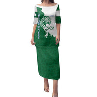 Indigenous Regions of Panama Naso Tjer Di Comarca Family Matching Puletasi and Hawaiian Shirt with Jaguar Graphic and Green White Territory and Life 2020 - Wonder Print Shop