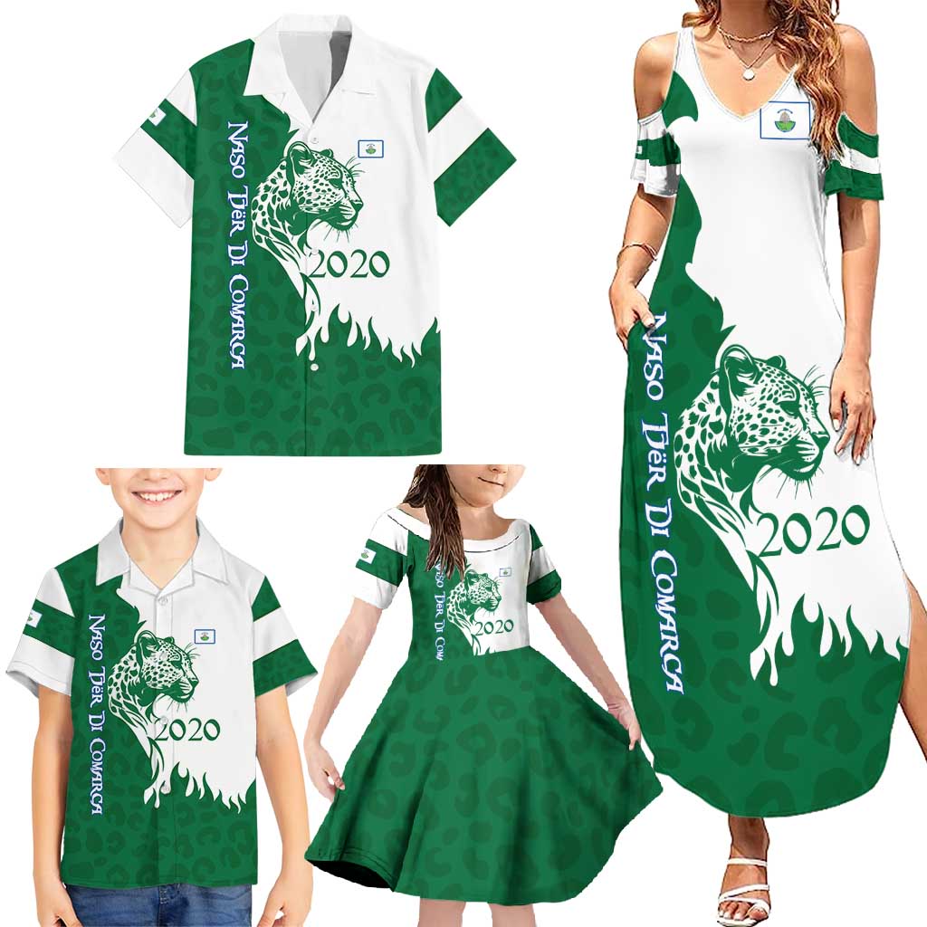 Indigenous Regions of Panama Naso Tjer Di Comarca Family Matching Summer Maxi Dress and Hawaiian Shirt with Jaguar Graphic and Green White Territory and Life 2020 - Wonder Print Shop
