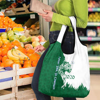 Indigenous Regions of Panama Naso Tjer Di Comarca Grocery Bag with Jaguar Graphic and Green White Territory and Life 2020 - Wonder Print Shop