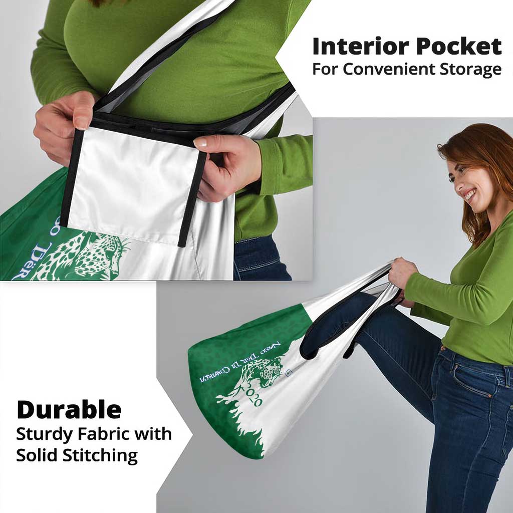 Indigenous Regions of Panama Naso Tjer Di Comarca Grocery Bag with Jaguar Graphic and Green White Territory and Life 2020 - Wonder Print Shop