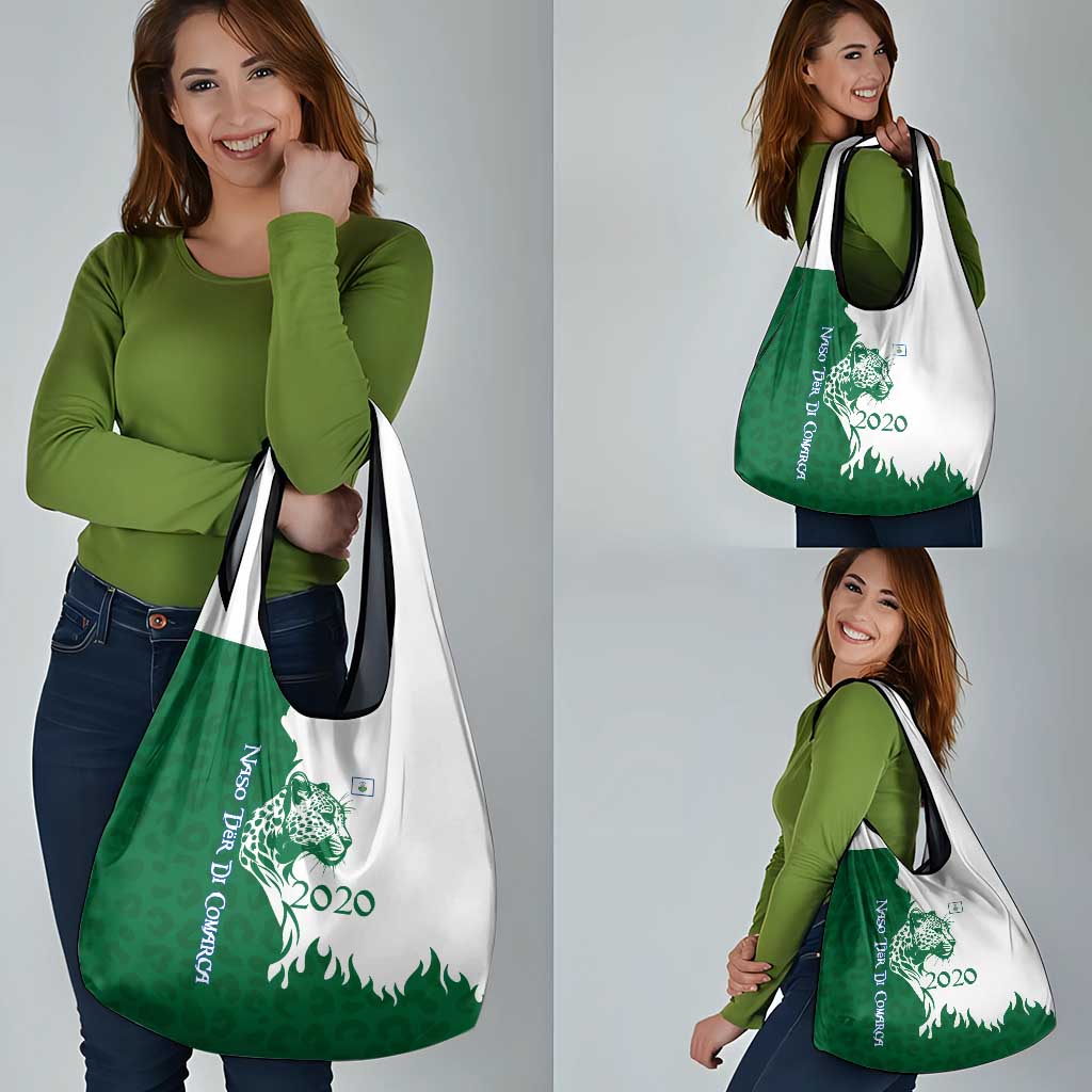 Indigenous Regions of Panama Naso Tjer Di Comarca Grocery Bag with Jaguar Graphic and Green White Territory and Life 2020 - Wonder Print Shop