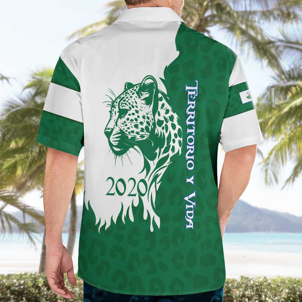 Indigenous Regions of Panama Naso Tjer Di Comarca Hawaiian Shirt with Jaguar Graphic and Green White Territory and Life 2020 - Wonder Print Shop