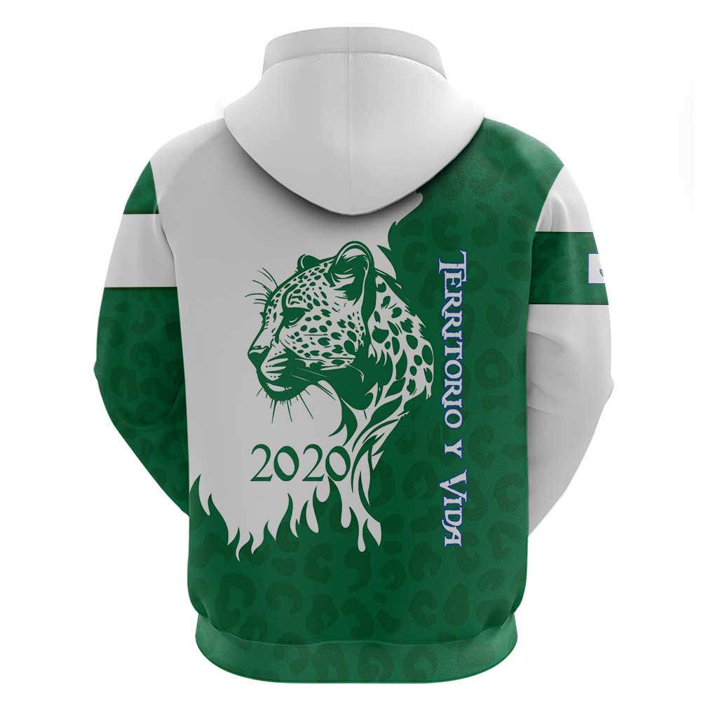 Indigenous Regions of Panama Naso Tjer Di Comarca Hoodie with Jaguar Graphic and Green White Territory and Life 2020 - Wonder Print Shop