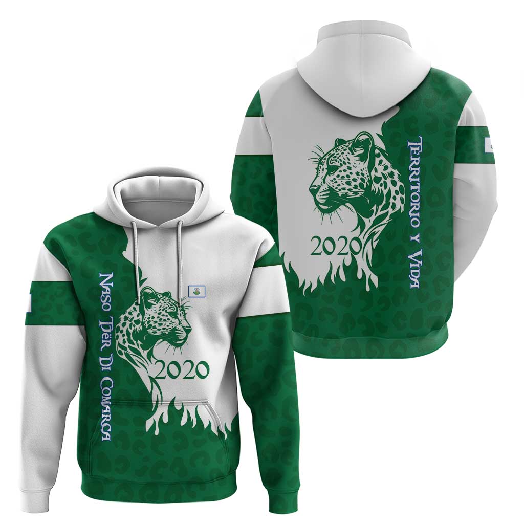Indigenous Regions of Panama Naso Tjer Di Comarca Hoodie with Jaguar Graphic and Green White Territory and Life 2020 - Wonder Print Shop