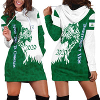 Indigenous Regions of Panama Naso Tjer Di Comarca Hoodie Dress with Jaguar Graphic and Green White Territory and Life 2020 - Wonder Print Shop