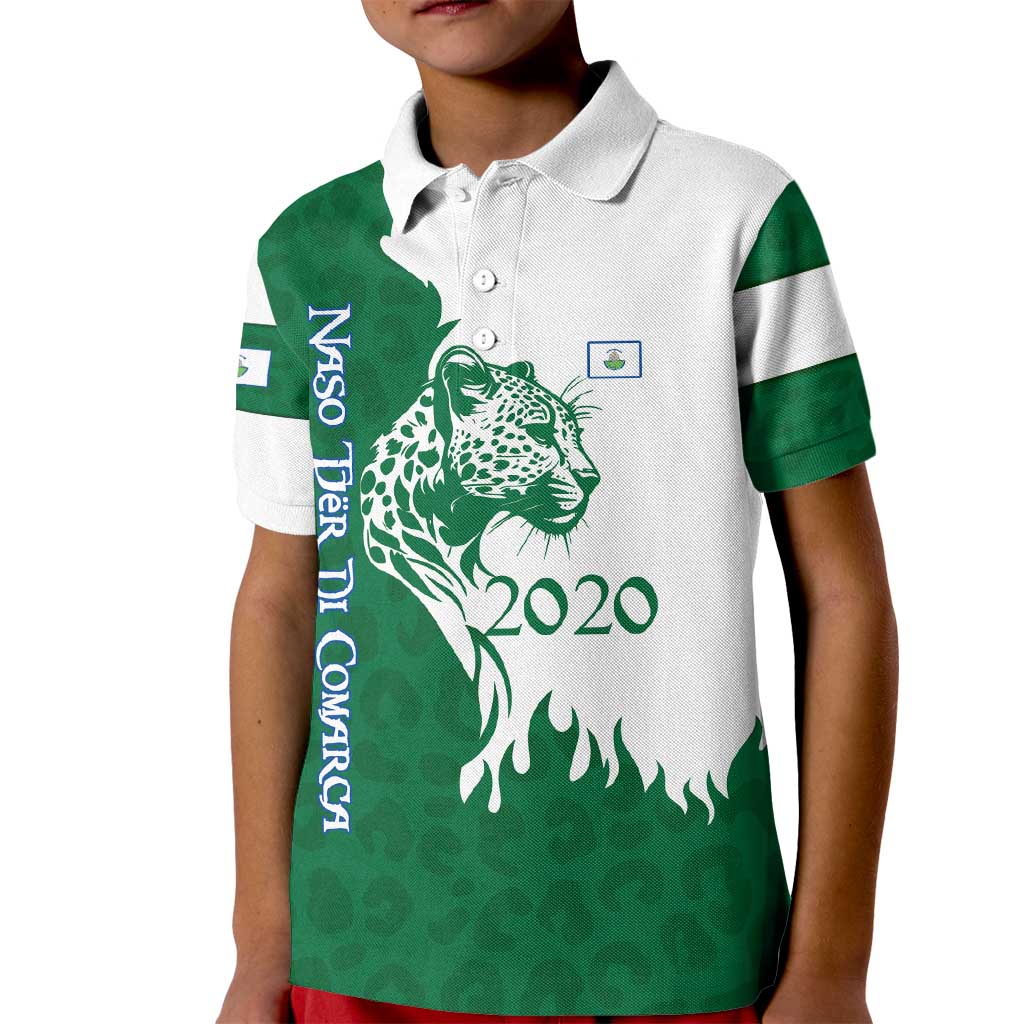 Indigenous Regions of Panama Naso Tjer Di Comarca Kid Polo Shirt with Jaguar Graphic and Green White Territory and Life 2020 - Wonder Print Shop