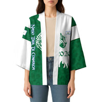 Indigenous Regions of Panama Naso Tjer Di Comarca Kimono with Jaguar Graphic and Green White Territory and Life 2020 - Wonder Print Shop