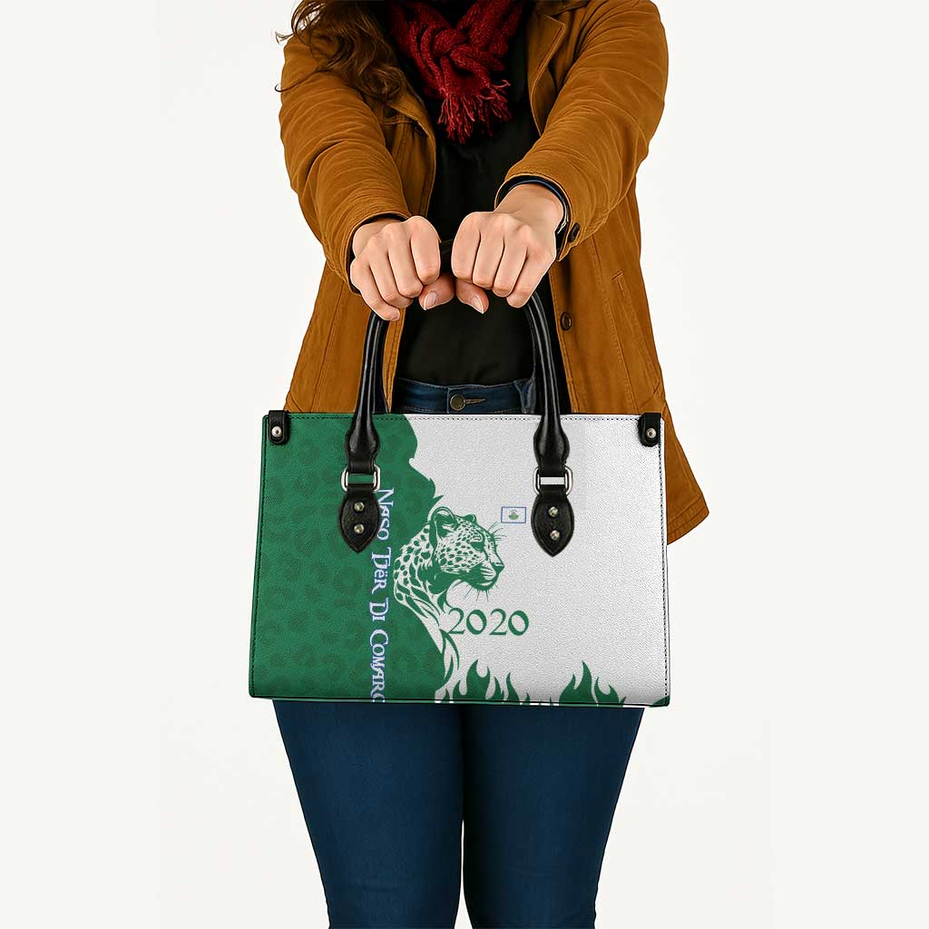 Indigenous Regions of Panama Naso Tjer Di Comarca Leather Bag with Jaguar Graphic and Green White Territory and Life 2020 - Wonder Print Shop
