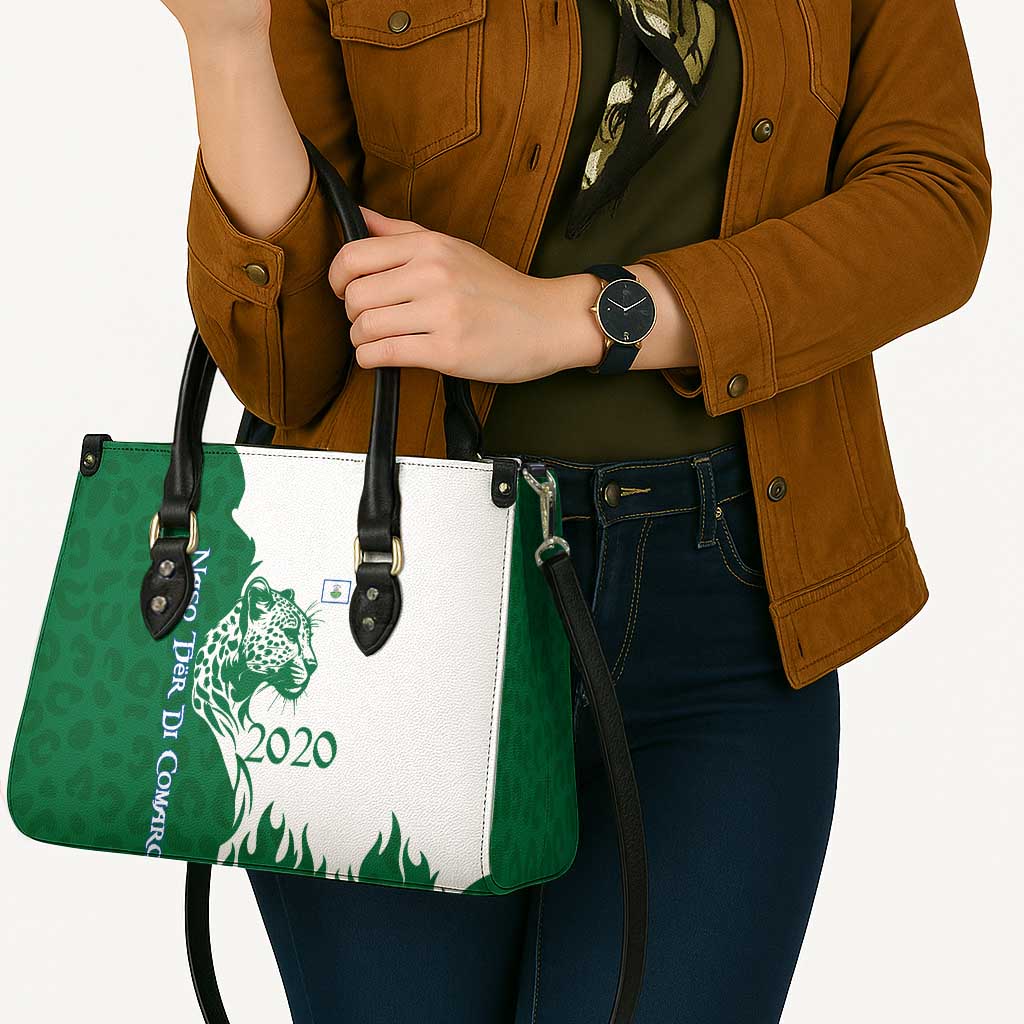 Indigenous Regions of Panama Naso Tjer Di Comarca Leather Bag with Jaguar Graphic and Green White Territory and Life 2020 - Wonder Print Shop