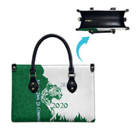 Indigenous Regions of Panama Naso Tjer Di Comarca Leather Bag with Jaguar Graphic and Green White Territory and Life 2020 - Wonder Print Shop