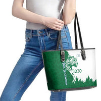 Indigenous Regions of Panama Naso Tjer Di Comarca Leather Tote Bag with Jaguar Graphic and Green White Territory and Life 2020 - Wonder Print Shop