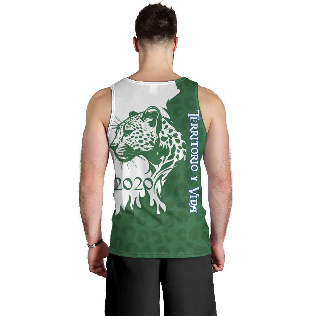 Indigenous Regions of Panama Naso Tjer Di Comarca Men Tank Top with Jaguar Graphic and Green White Territory and Life 2020 - Wonder Print Shop