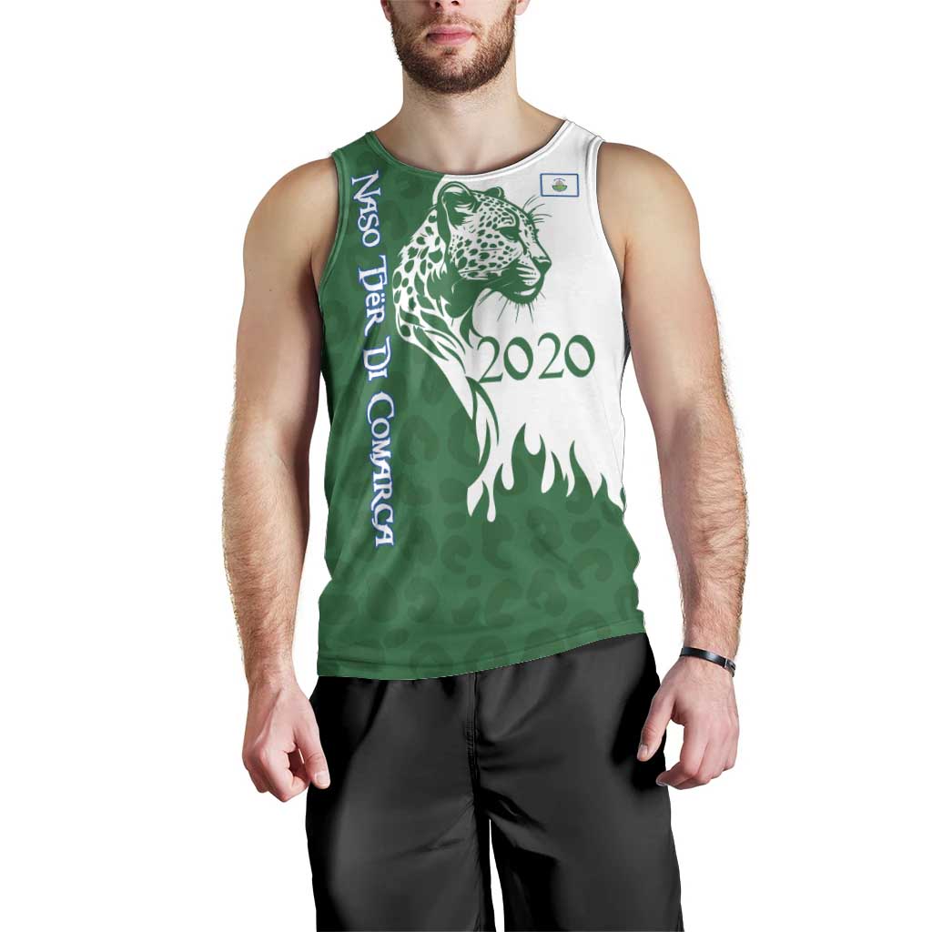 Indigenous Regions of Panama Naso Tjer Di Comarca Men Tank Top with Jaguar Graphic and Green White Territory and Life 2020 - Wonder Print Shop