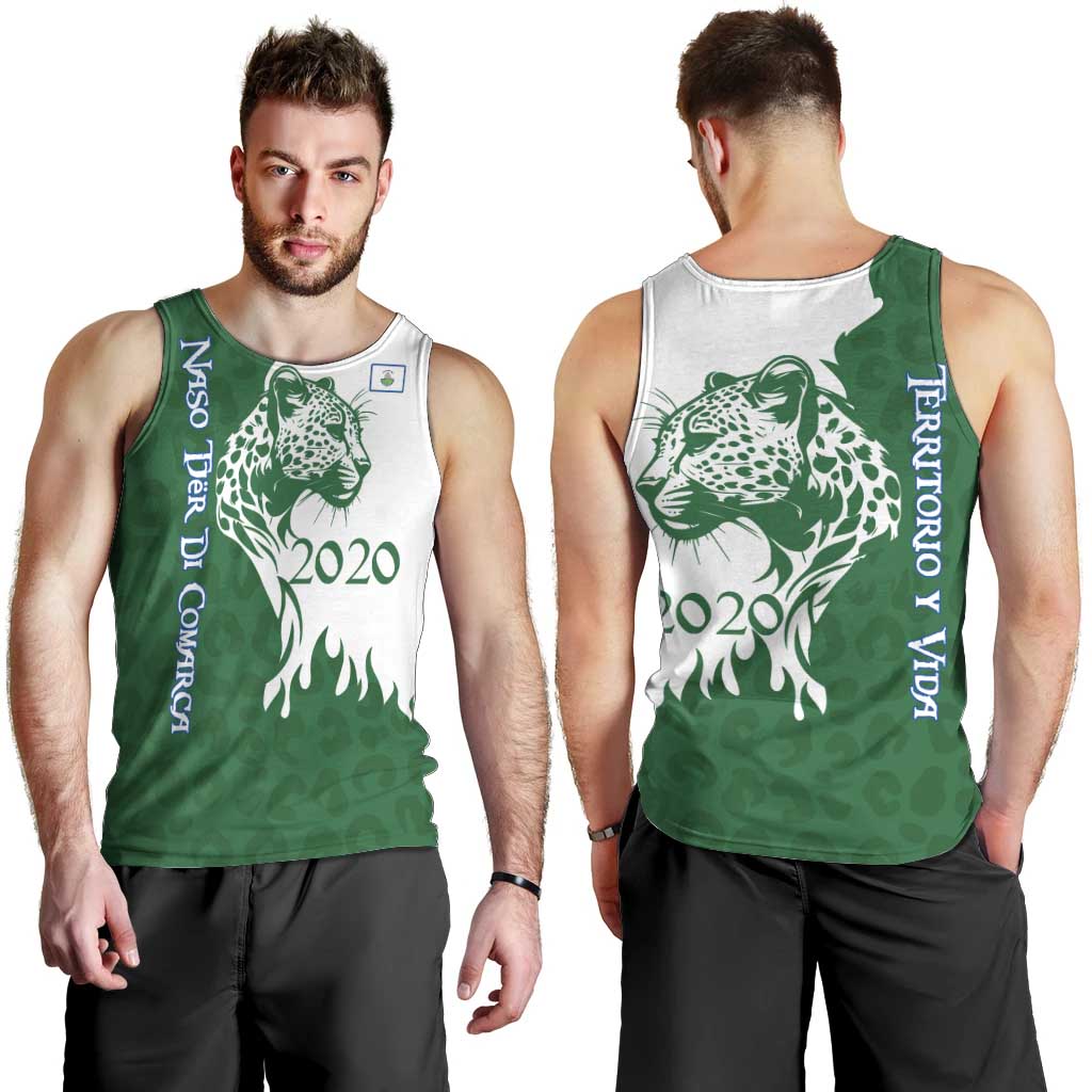 Indigenous Regions of Panama Naso Tjer Di Comarca Men Tank Top with Jaguar Graphic and Green White Territory and Life 2020 - Wonder Print Shop
