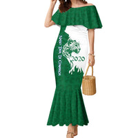Indigenous Regions of Panama Naso Tjer Di Comarca Mermaid Dress with Jaguar Graphic and Green White Territory and Life 2020 - Wonder Print Shop