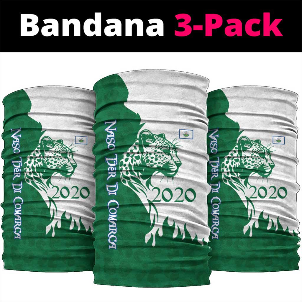 Indigenous Regions of Panama Naso Tjer Di Comarca Neck Gaiter with Jaguar Graphic and Green White Territory and Life 2020 - Wonder Print Shop