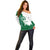 Indigenous Regions of Panama Naso Tjer Di Comarca Off Shoulder Sweater with Jaguar Graphic and Green White Territory and Life 2020 - Wonder Print Shop