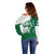 Indigenous Regions of Panama Naso Tjer Di Comarca Off Shoulder Sweater with Jaguar Graphic and Green White Territory and Life 2020 - Wonder Print Shop