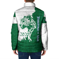 Indigenous Regions of Panama Naso Tjer Di Comarca Padded Jacket with Jaguar Graphic and Green White Territory and Life 2020 - Wonder Print Shop