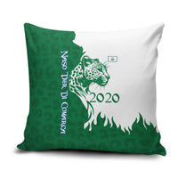 Indigenous Regions of Panama Naso Tjer Di Comarca Pillow Cover with Jaguar Graphic and Green White Territory and Life 2020 - Wonder Print Shop
