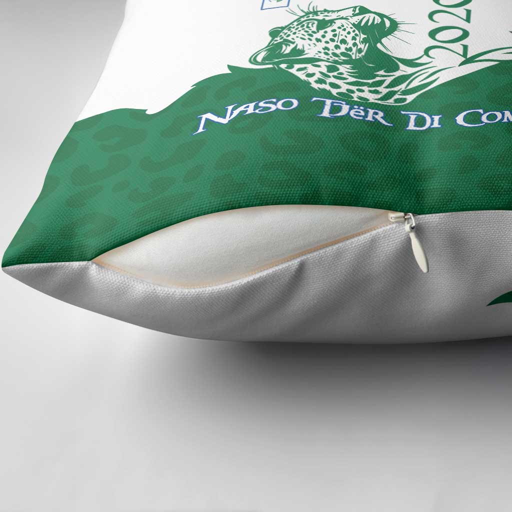 Indigenous Regions of Panama Naso Tjer Di Comarca Pillow Cover with Jaguar Graphic and Green White Territory and Life 2020 - Wonder Print Shop