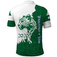 Indigenous Regions of Panama Naso Tjer Di Comarca Polo Shirt with Jaguar Graphic and Green White Territory and Life 2020 - Wonder Print Shop