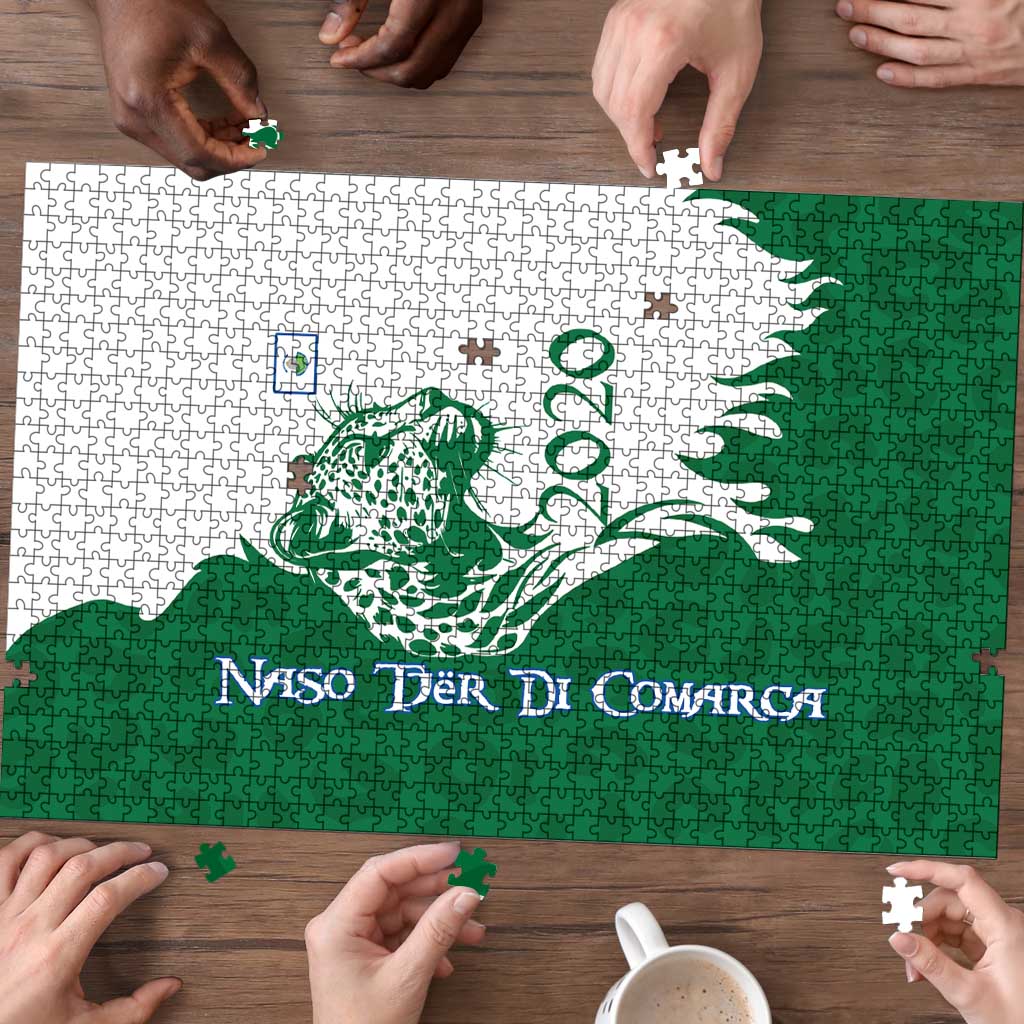 Indigenous Regions of Panama Naso Tjer Di Comarca Puzzle with Jaguar Graphic and Green White Territory and Life 2020 - Wonder Print Shop