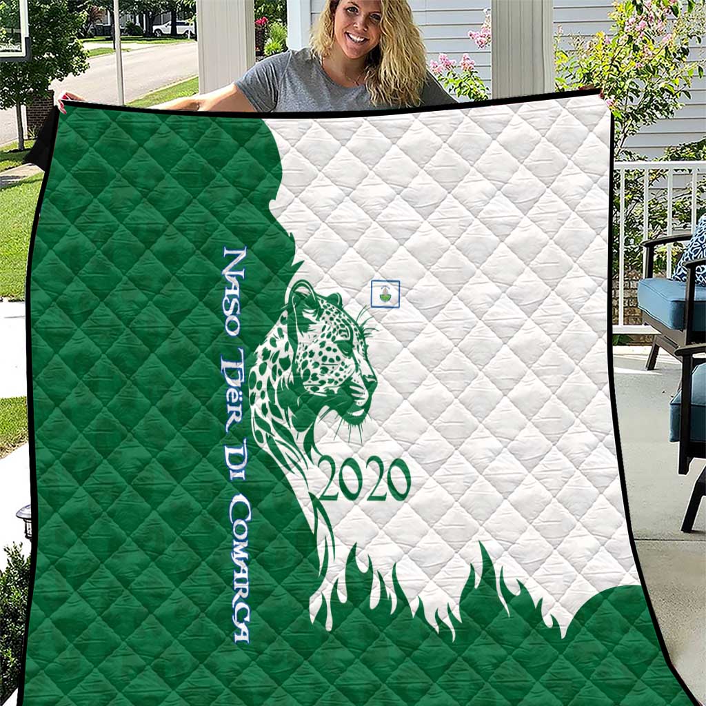 Indigenous Regions of Panama Naso Tjer Di Comarca Quilt with Jaguar Graphic and Green White Territory and Life 2020 - Wonder Print Shop