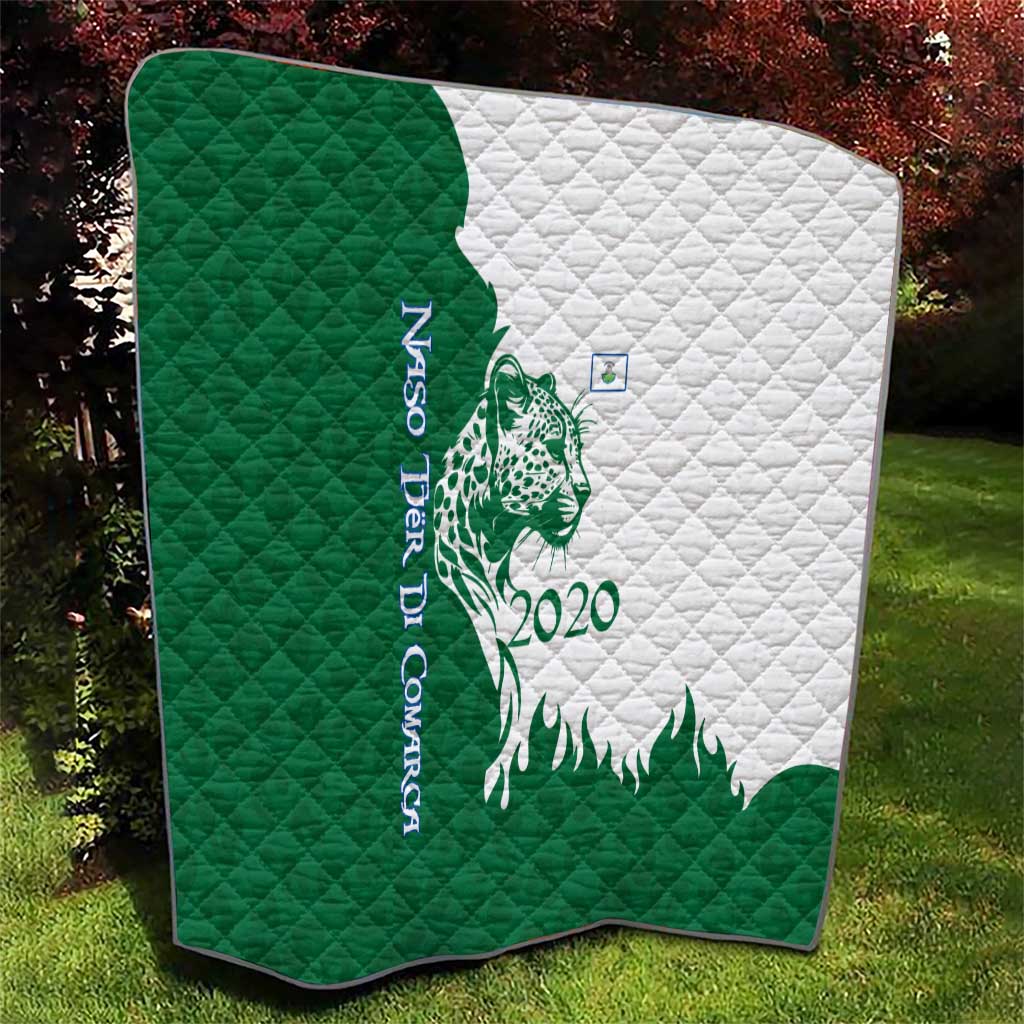 Indigenous Regions of Panama Naso Tjer Di Comarca Quilt with Jaguar Graphic and Green White Territory and Life 2020 - Wonder Print Shop